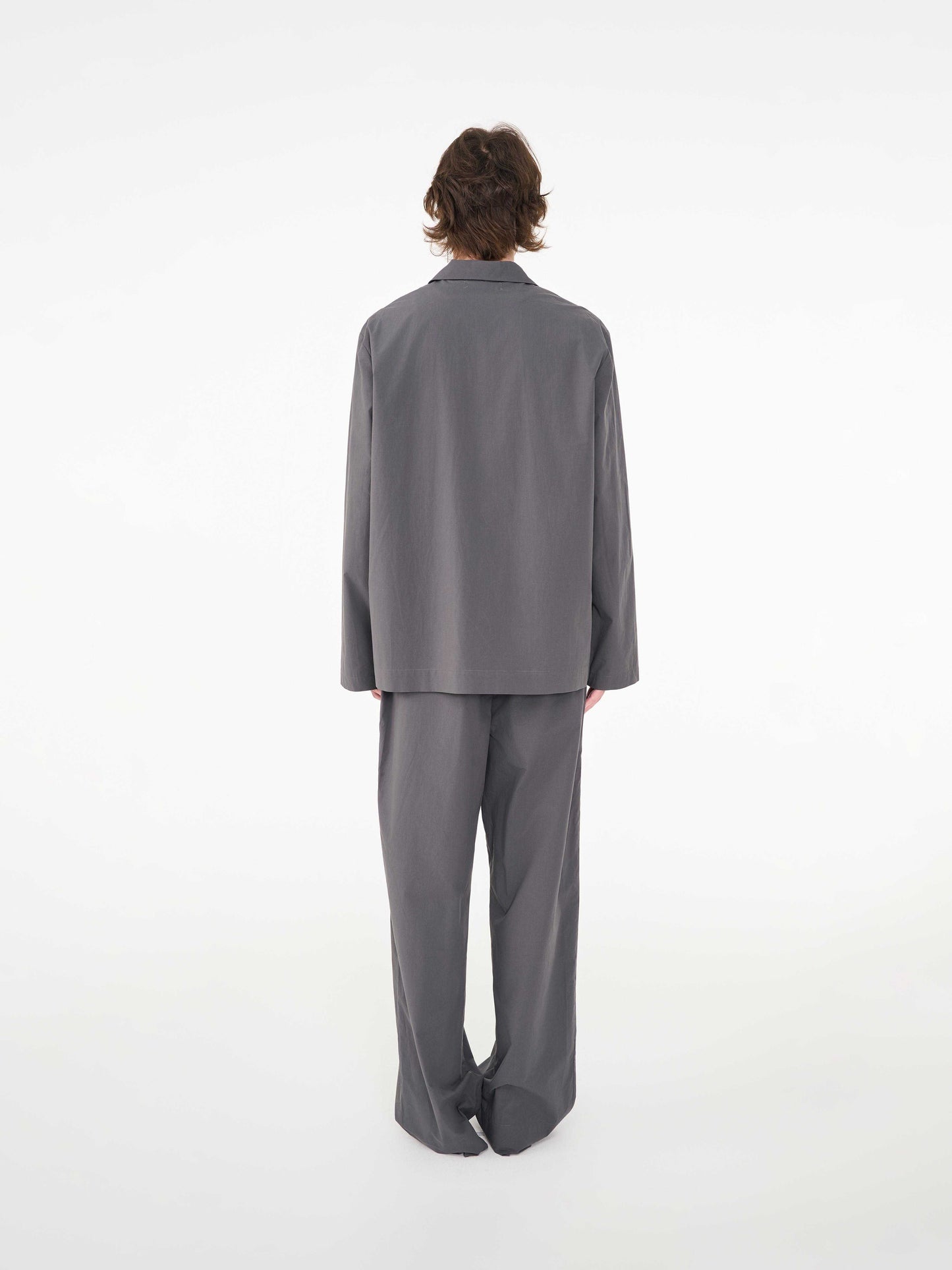Men's grey poplin long-sleeved loungewear
